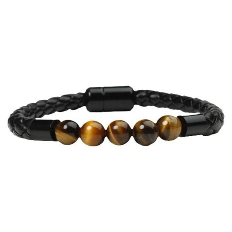 Vòng Tay Da Phối Đá Tròn Tự Nhiên Cho Nam Và Nữ