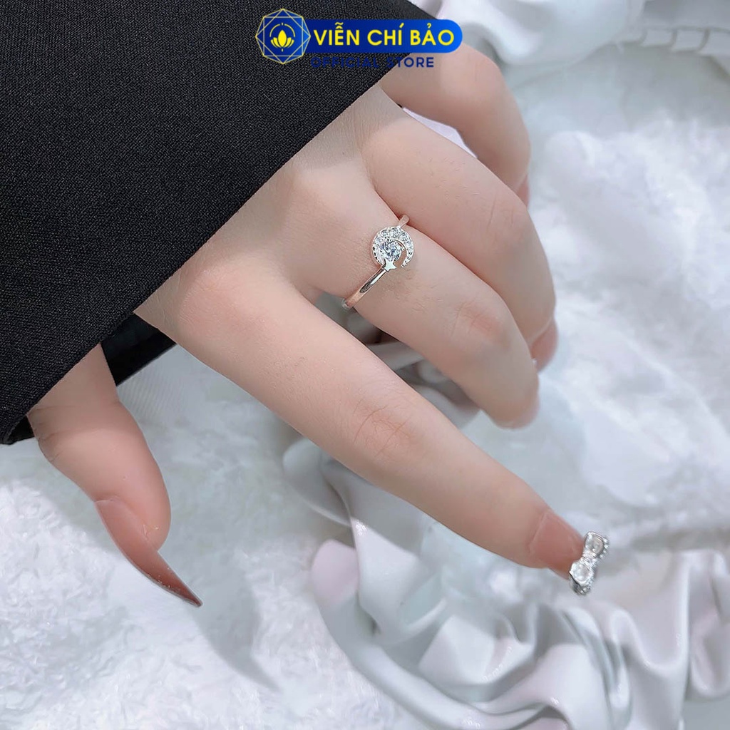 Nhẫn bạc nữ hình trăng sao chất liệu bạc 925 thời trang phụ kiện trang sức Viễn Chí Bảo N400861