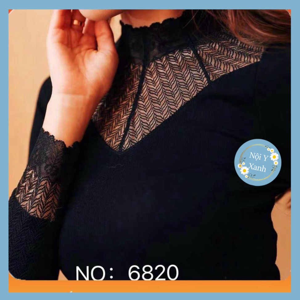 Áo giữ nhiệt cotton mix ren cao cấp giữ nhiệt siêu ấm kết hợp được nhiều kiểu trang phục nội y xanh, chất đẹp, deal tốt