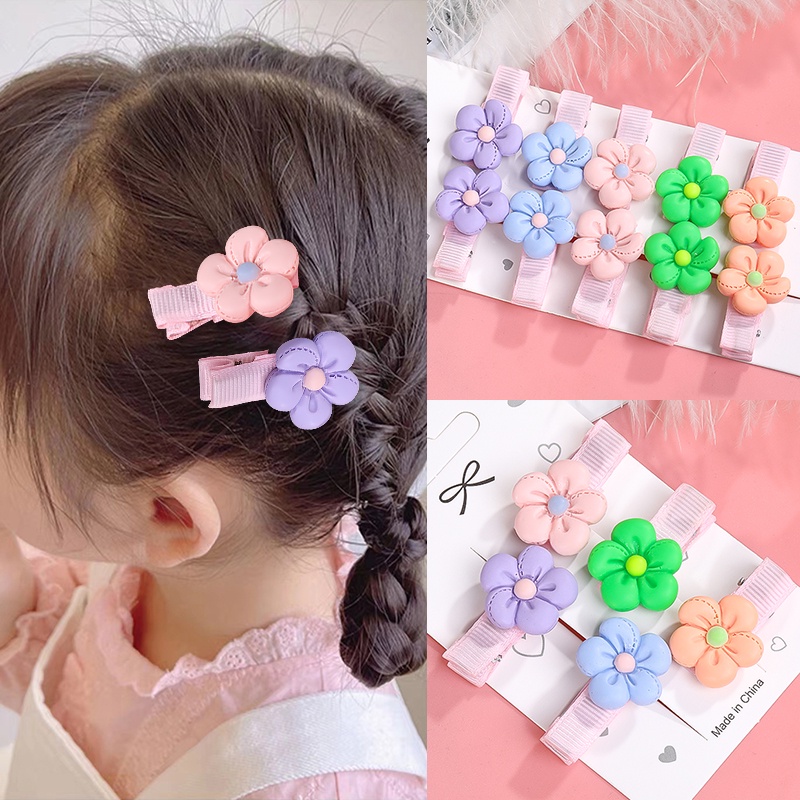 Kẹp Tóc Đính Hoa Màu Hồng Xinh Xắn Thời Trang Cho Bé Gái