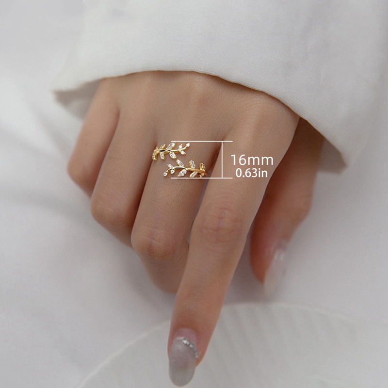 Nhẫn Hở Hình Nhánh Cây Ô Liu Màu Vàng / Bạc / Đen Tùy Chỉnh Thời Trang Cho Nữ
