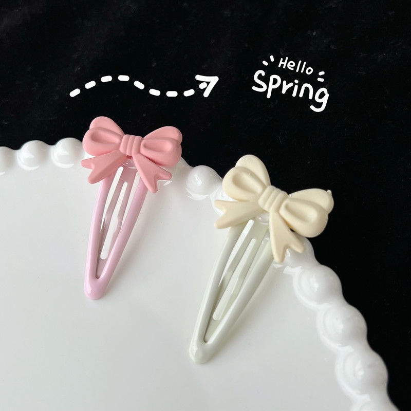 Kẹp Tóc Hình Nơ Màu Kem Ngọt Ngào Dễ Thương Phong Cách Hàn Quốc Cho Nữ