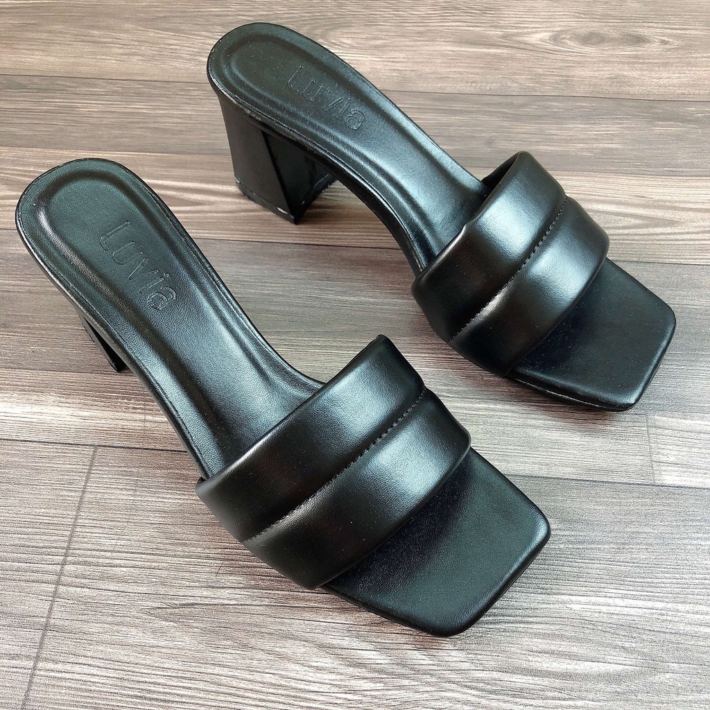 Guốc 7 phân đế vuông có quai độn mút êm chân Avela 35CG