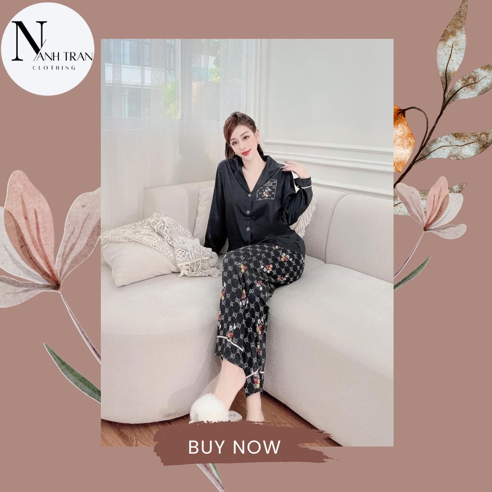 Bộ ngủ mặc nhà pijama lụa cao cấp Vic to ria’s Se cret họa tiết chuột mickey