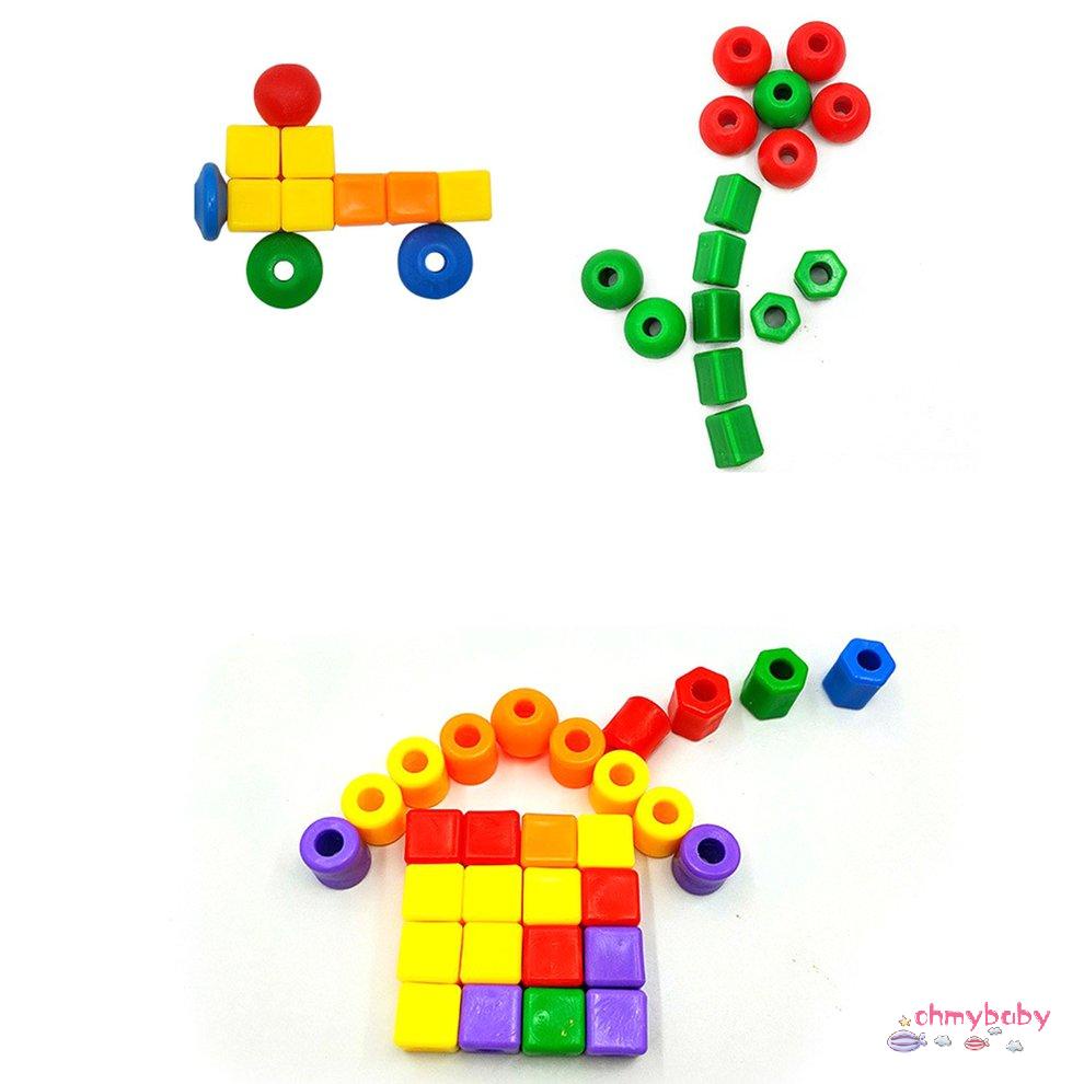 60 Hạt Đồ Chơi Hình Học Figurebeads Xâu Chuỗi Trò Giáo Dục Cho Bé Trẻ Em Thủ Công [O/18]