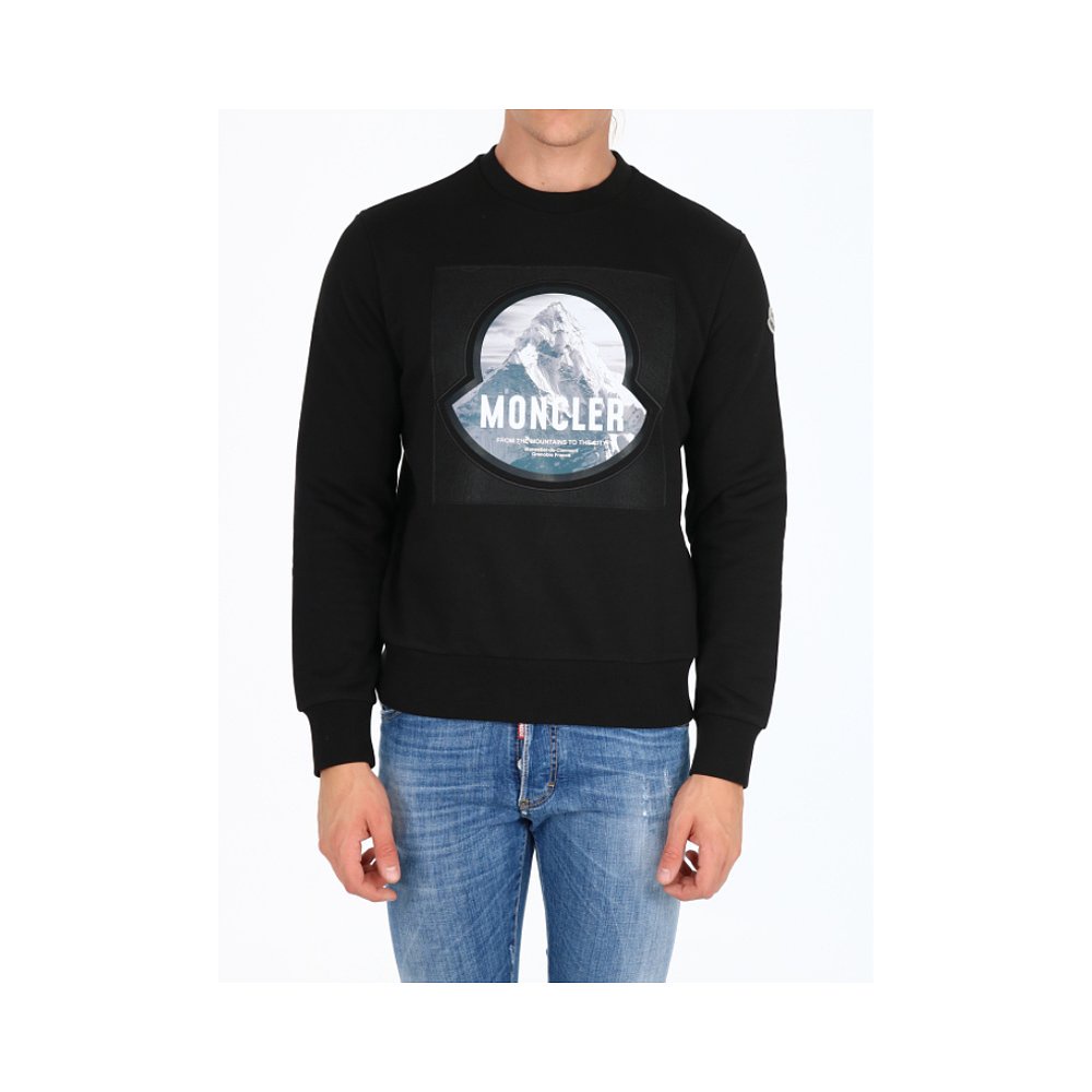 Moncler Áo Nỉ Cổ Tròn In logo Màu Đen Phong Cách Liên Minh Huyền Thoại Thời Trang Thường Ngày Cho Nam