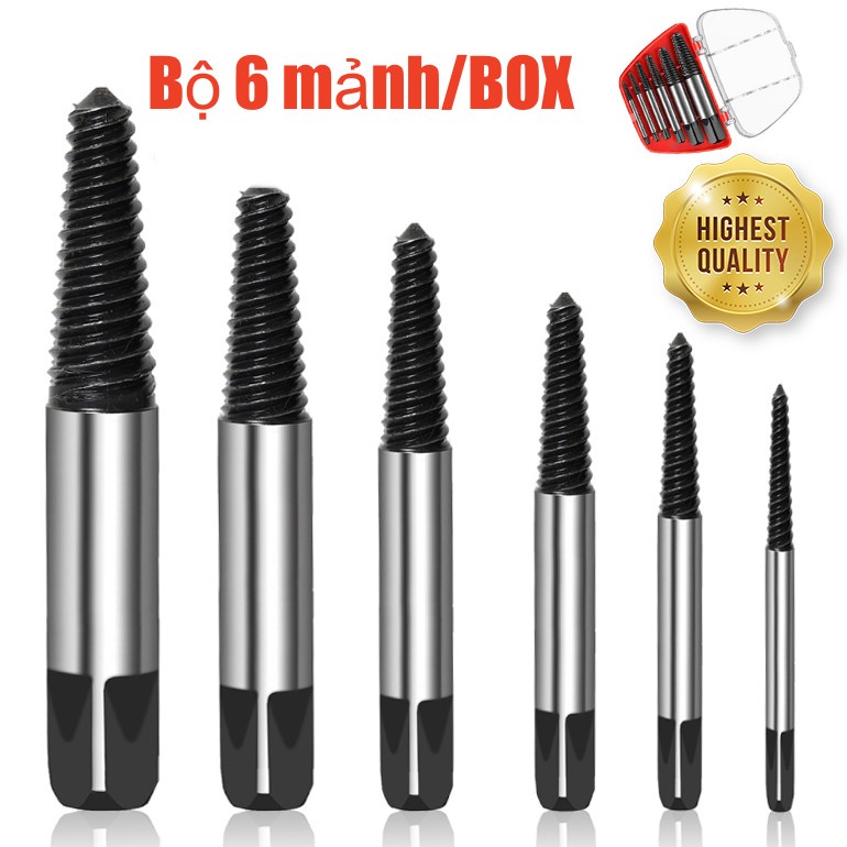 Bộ 6 đầu vặn vít gãy 3-22mm tháo ốc gãy lấy vít gãy