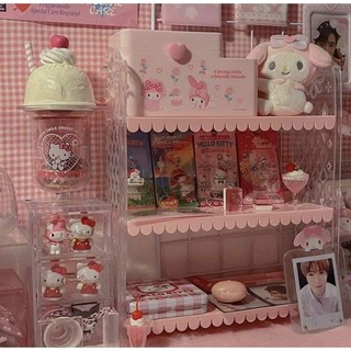Kệ nhựa 3 tầng mini để bàn - Kệ trang trí decor bàn học Kpop style Hàn Quốc