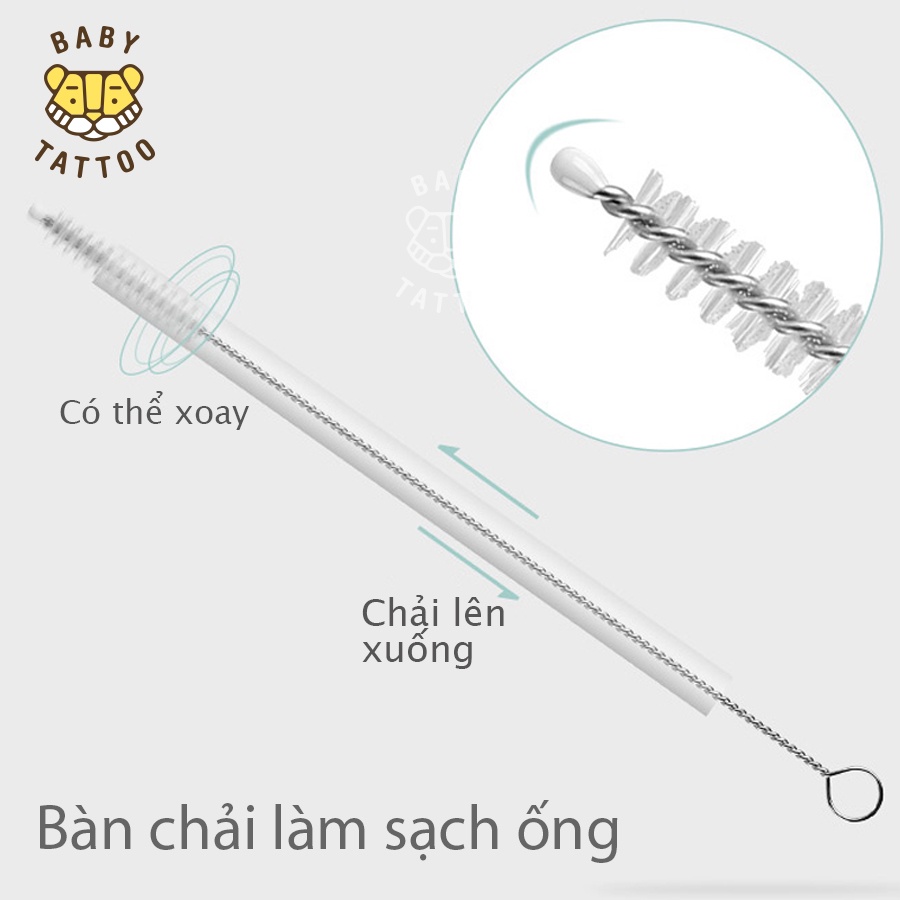 [GIFT] BABY TATTOO Bộ Cọ Rửa 5 Món Cho Bình Sữa Và Núm Ti Cho Bé