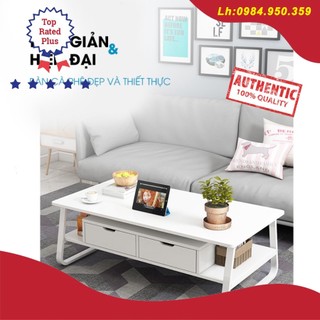 Bàn trà sofa phòng khách mặt gỗ họa tiết vân đá,có ngăn kéo tiện lợi,KT:100x60x42