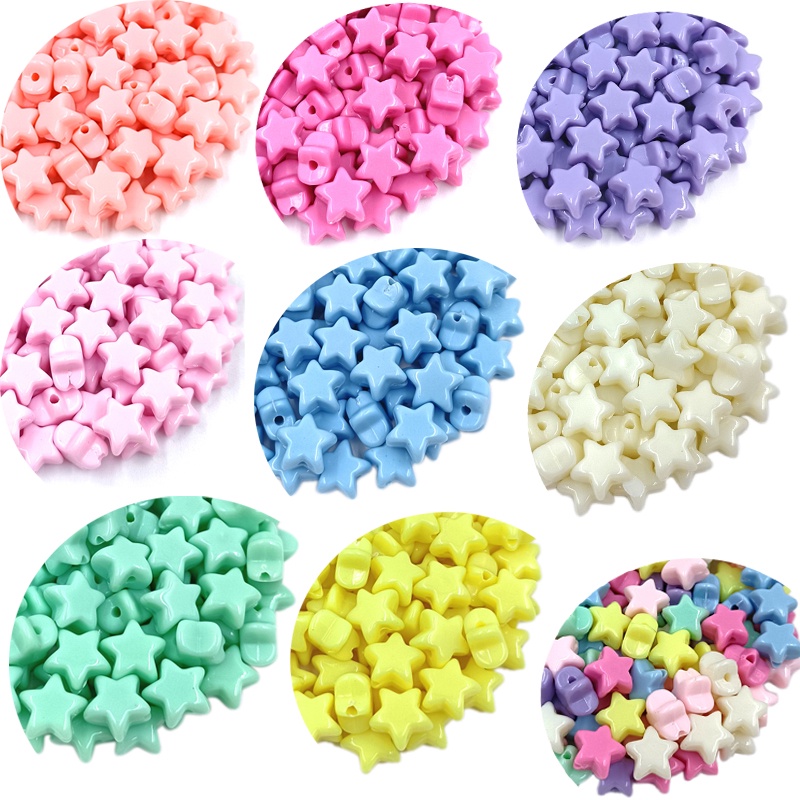 Set 20 Hạt Xỏ Lỗ Hình Ngôi Sao Năm Cánh 11mm Nhiều Màu Sắc Làm Trang Sức Thủ Công