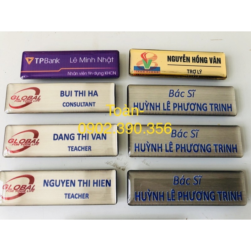 Bảng tên nhân viên nam châm cài áo chất liệu inox - keo thủy tinh trong suốt- Hình thật - BCA