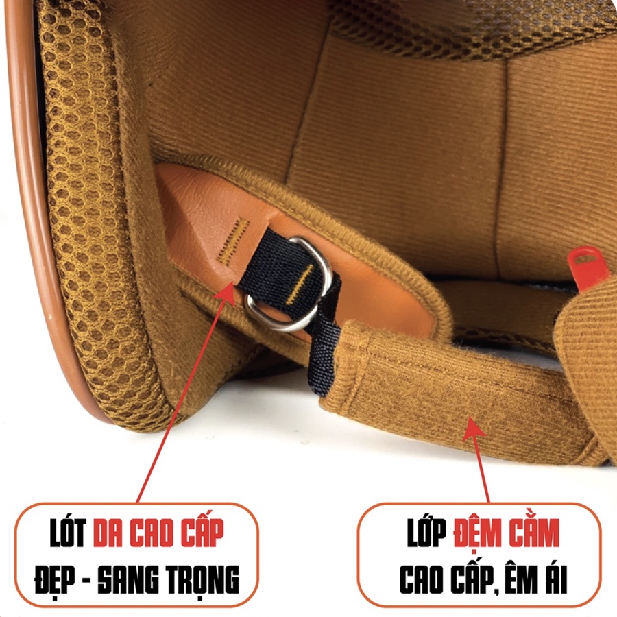 Mũ bảo hiểm 3/4 đầu nhiều màu lựa chọn,viền nâu cao cấp,lót nhiều màu - tặng kèm lưỡi trai-NÓN BẢO HIỂM 3/4