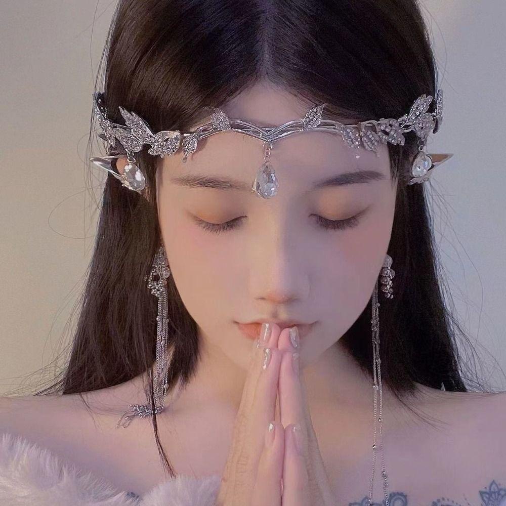 Băng Đô Cài Tóc Hình Chiếc Lá Phong Cách Retro|Vương Miện Cô Dâu Thiết Kế Sang Trọng Cao Cấp