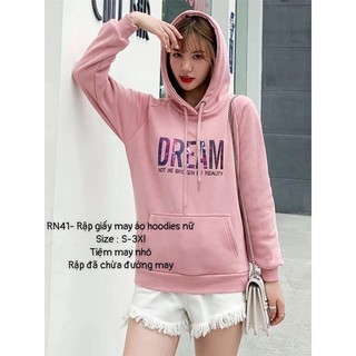 RN41_Rập giấy may áo hoodie tay raglan nữ