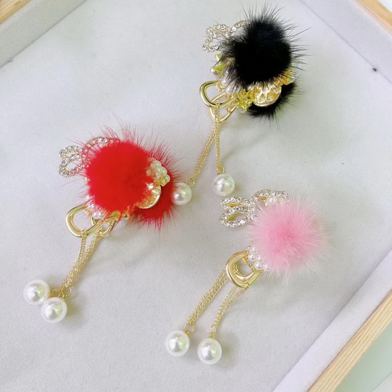 Kẹp Tóc Hình Thỏ Tua Rua Đính Ngọc Trai Dễ Thương Cho Bé Gái timetunnel