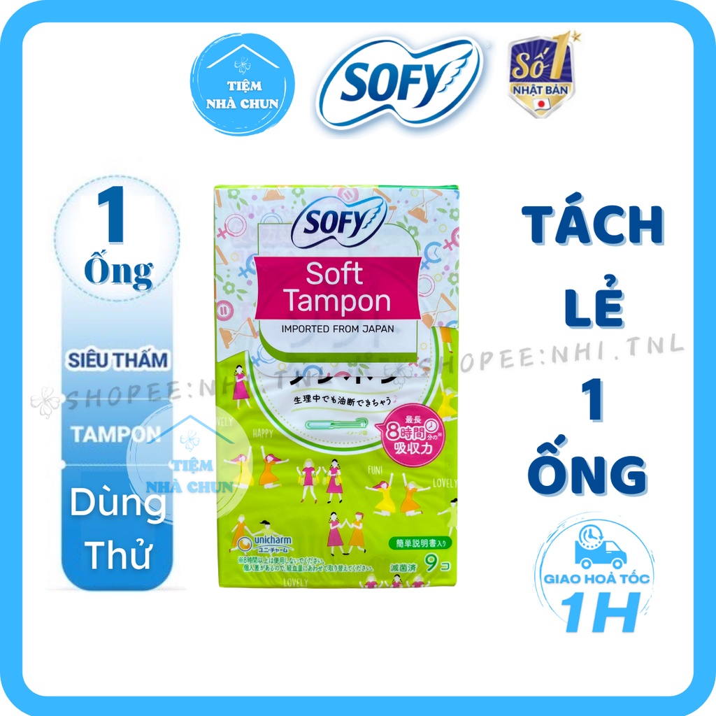 BVS - TÁCH LẺ 1 ỐNG - Băng Vệ Sinh Sofy Soft Tampon Super Siêu Thấm Nhật