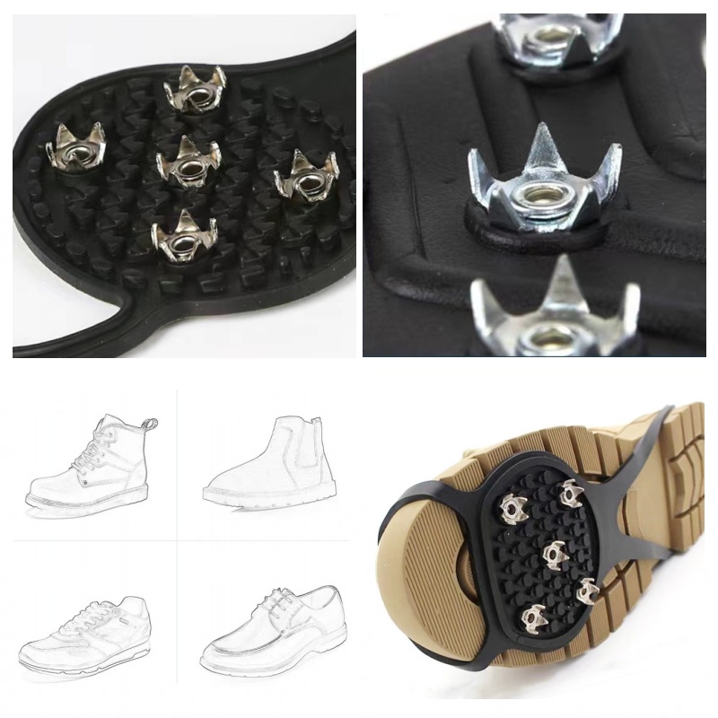 1 Cặp Vỏ Bọc Đế Giày Đi Tuyết 5 Răng Co Giãn Chống Trượt Tiện Dụng