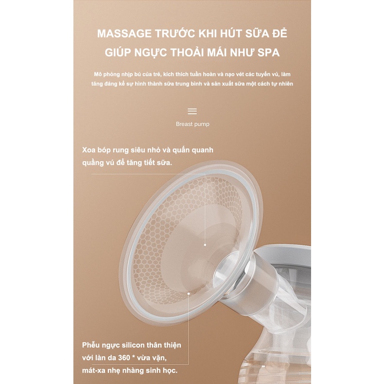 Máy hút sữa điện đôi Kamidi Plus không dây  9 cấp độ hút kèm massage Tutimommy