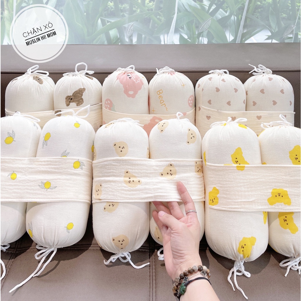Bộ Chặn Xô Sơ Sinh Ruột Bông Tự Nhiên Siêu Mềm Mại Chống Giật Mình Cho Bé Sơ Sinh