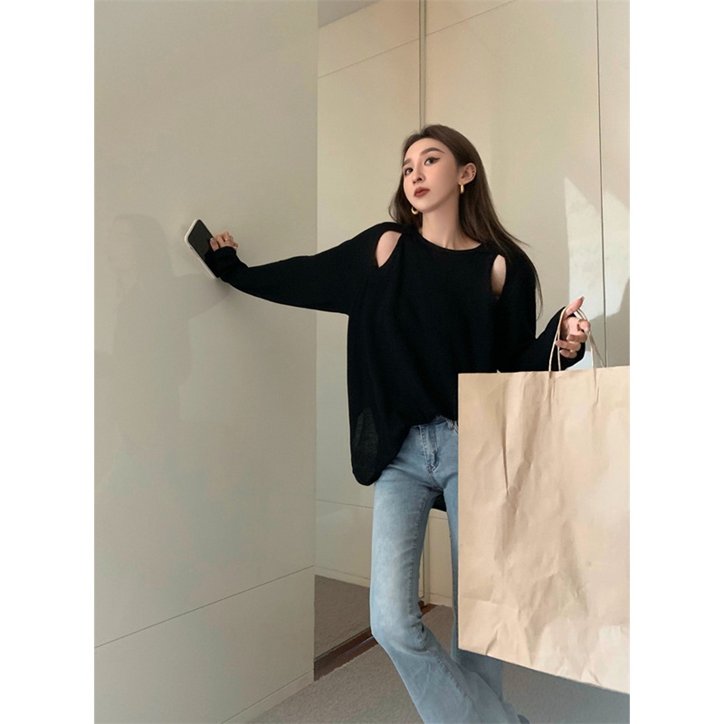 NRVP Áo thun nữ dài tay dáng rộng phong cách Hàn Quốc