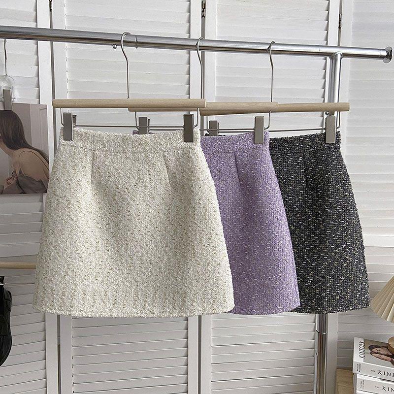 Chân Váy Chữ a Lưng Cao Màu Tím Phong Cách Hàn Quốc Thời Trang Thu Đông 2022 Cho Nữ