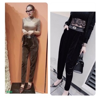 Quần nhung nữ ,quần nhung dáng baggy, quần baggy nữ , quần nữ , quần nhung cạp chun _hàng đẹp chất nhung kép dày dặn