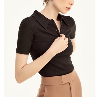 Áo thun Polo tay ngắn dáng ôm Polo Top màu đen - DEVONS STUDIO