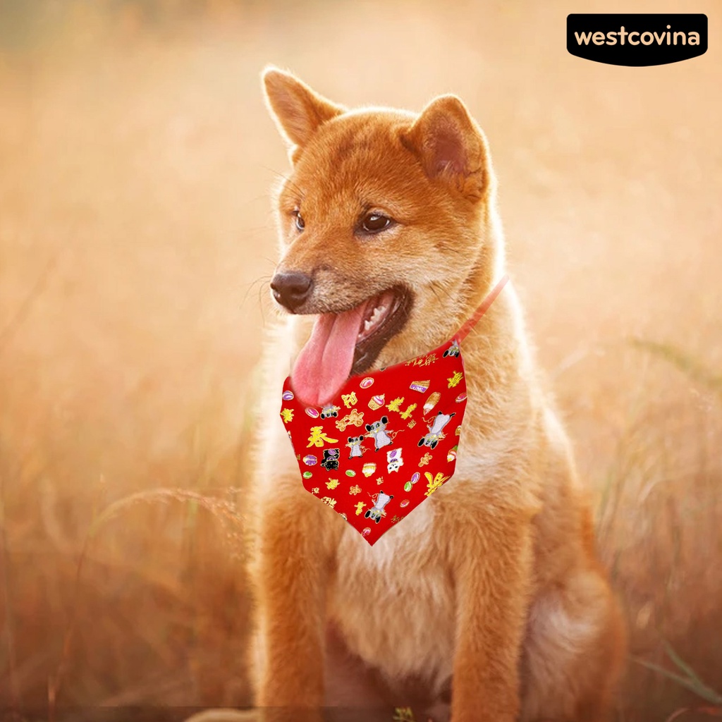 [Hot]☃Khăn Choàng Cổ Hình Tam Giác In Họa Tiết Năm Mới Có Thể Điều Chỉnh Cho Thú Cưng