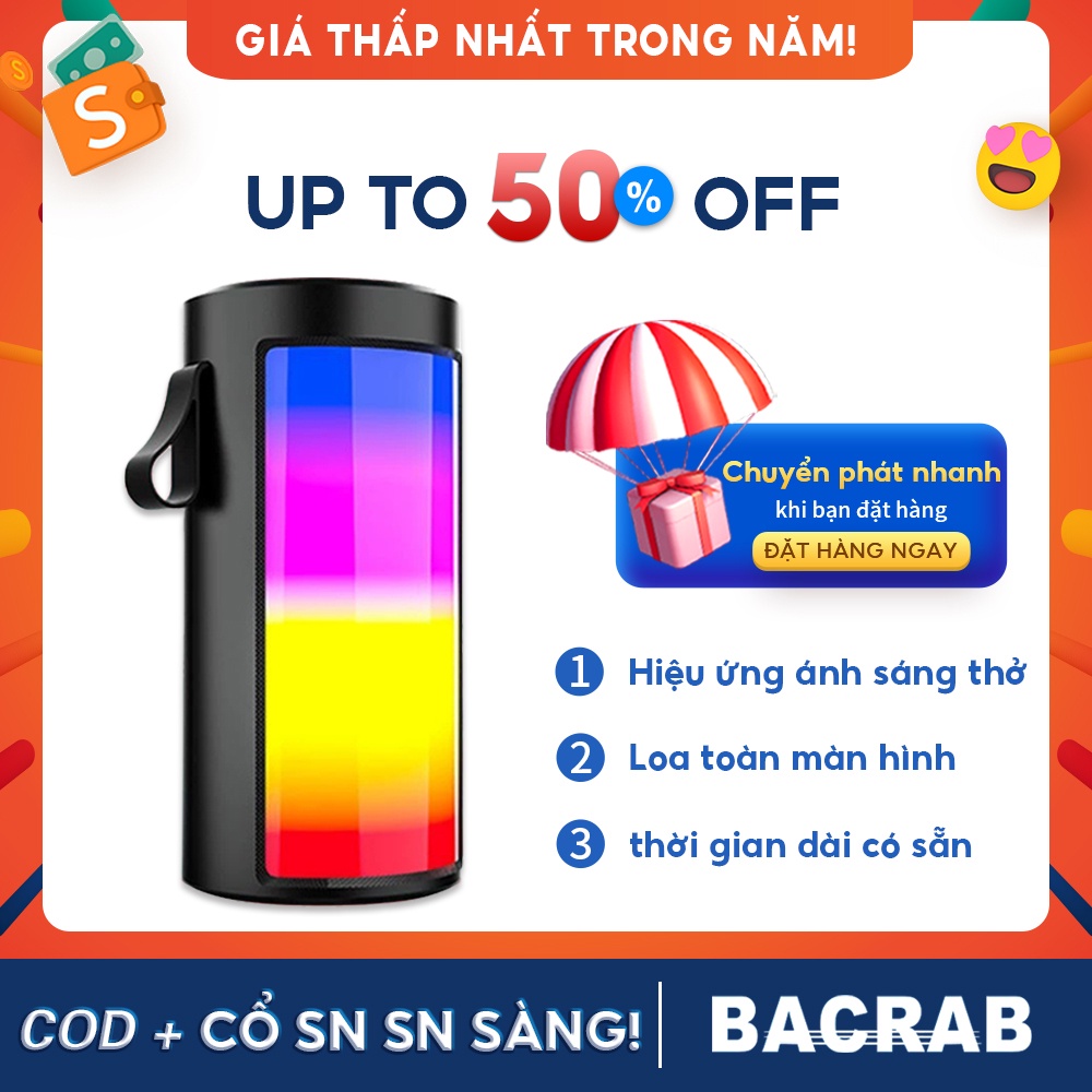 Loa Bluetooth Đèn Led, Loa Bluetooth Mini Có Đèn Theo Âm Nhạc, Âm Thanh Sống Động, Pin Cực Khoẻ Thiết Kế Mới ，Loa Bluetooth Không Dây Có Đèn LED Đủ Màu Âm Thanh Siêu Trầm