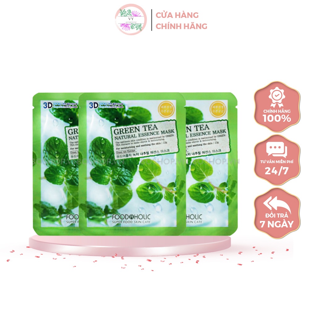 Mặt nạ dưỡng da 3D trà xanh, Mặt nạ bạc hà, trà xanh Green Tea chống oxi hóa kiềm dầu tốt