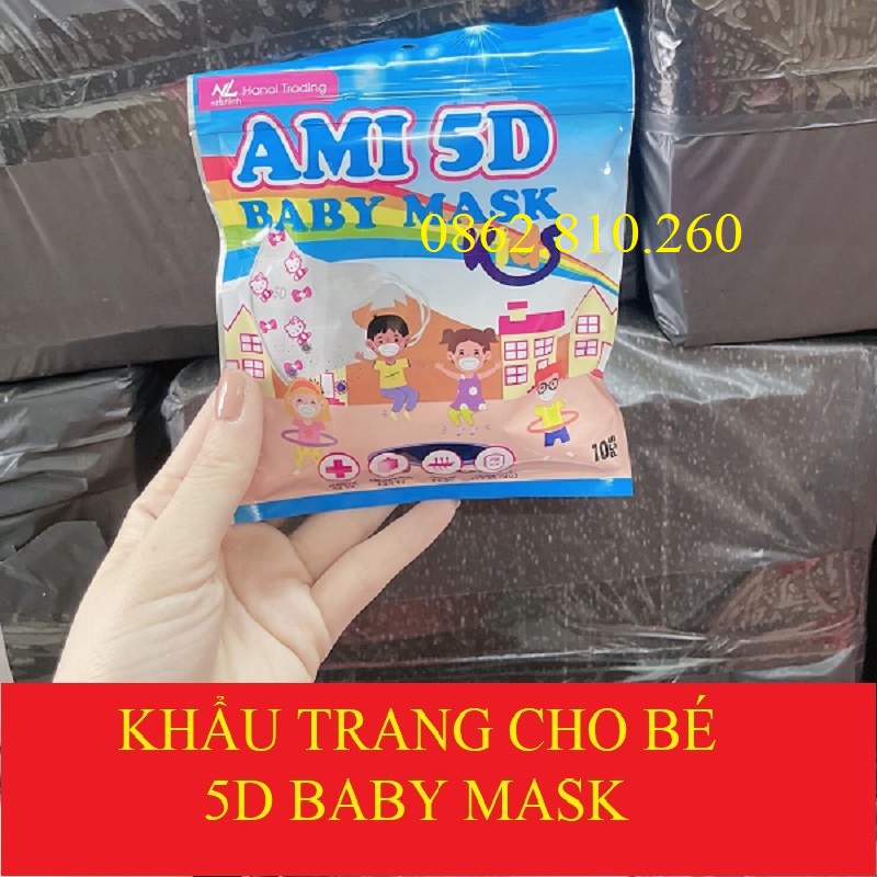 TÚI khẩu trang 5D trẻ em Ami  cho bé từ 1-5 tuổi hàng chính hãng