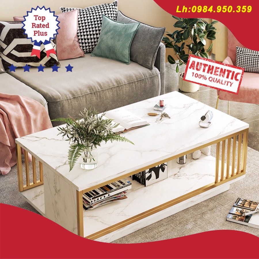 Bàn Sofa Decor Phòng Khách Chất Liệu Gỗ Họa Tiết Vân Đá Phong Cách Hiện Đại,Mã 050