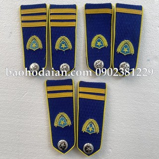 Cầu vai bảo vệ xanh dương viền vàng, sao inox (1 cặp)