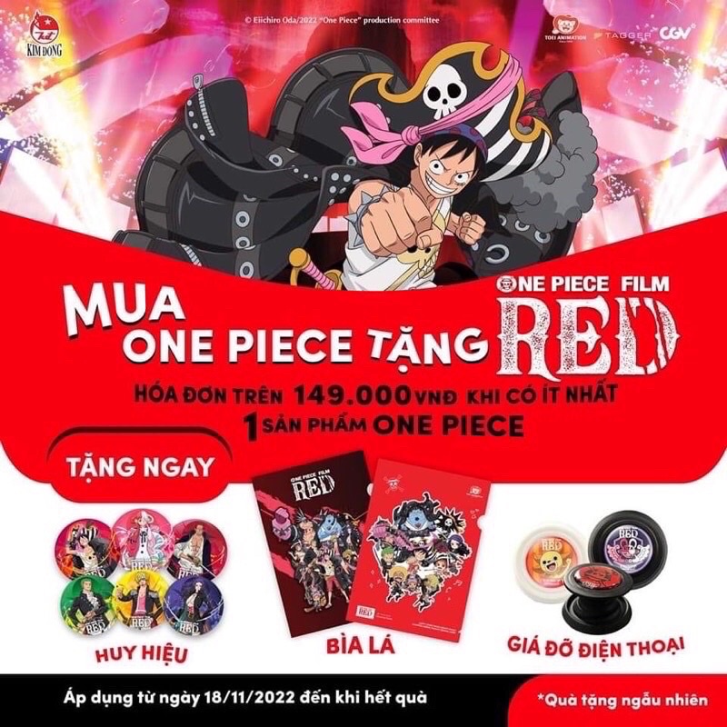 Số lượng giới hạn • Quà Tặng One Piece Film Red (Gồm Huy Hiệu và Bìa lá)