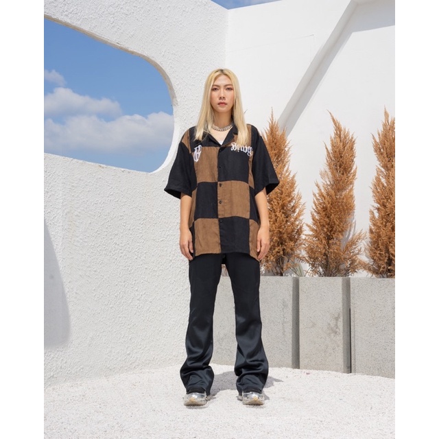 Sơ mi da lộn Cuban Patchwork