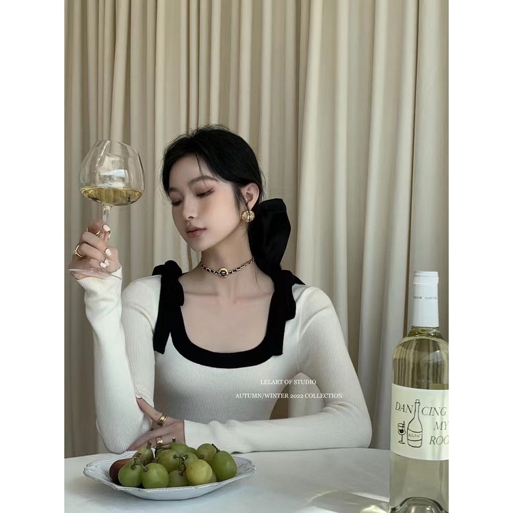 Áo Dệt Kim Cổ Vuông Dáng Ôm Phong Cách Thời Trang Hàn Quốc