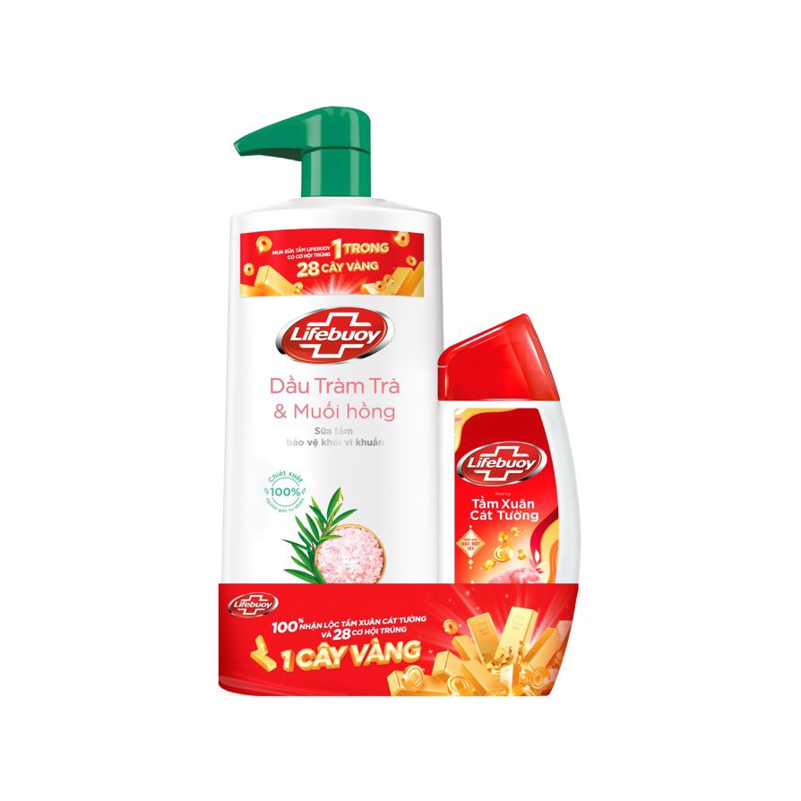 Sữa tắm detox bụi mịn Lifebuoy Dầu Tràm trà và Muối hồng 800/850G