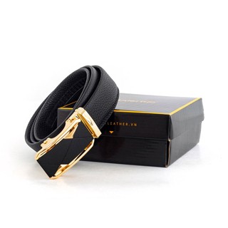 Thắt lưng da Ý nhập khẩu PT19 khoá hợp kim không rỉ, tone vàng đen sang trọng, bảo hành 03 năm, Anh Tho Leather