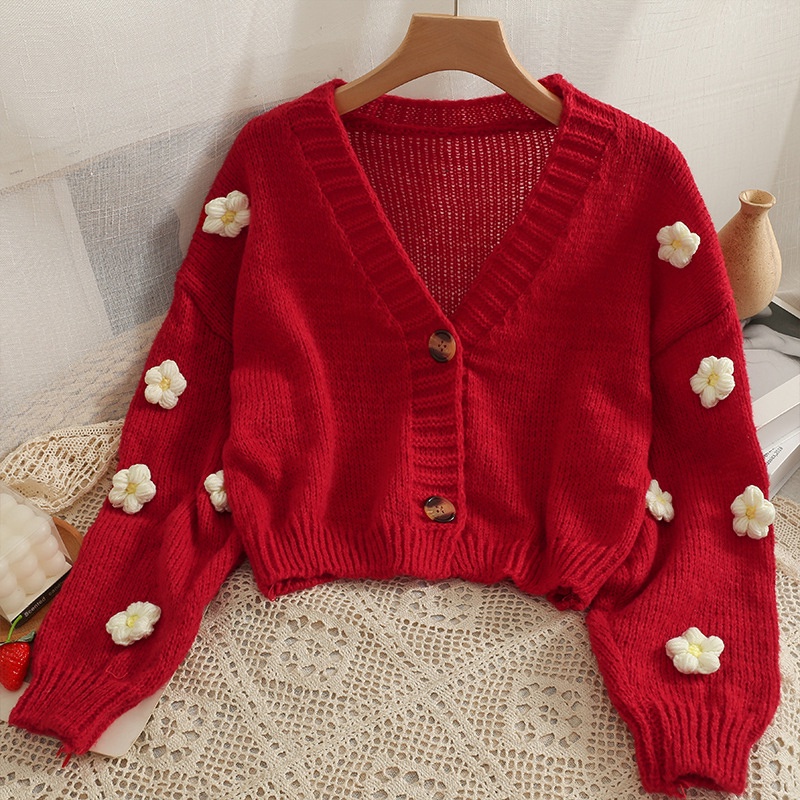 IELGYÁo cardigan Dệt Kim Cổ Chữ v Màu Sắc Tươi Tắn Phong Cách Hàn Quốc Cho Nữ