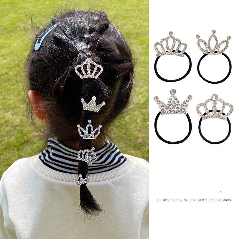 Dây buộc tóc vương miện nhỏ nhắn xinh xắn siêu dễ thương phụ kiện tóc cho bé gái