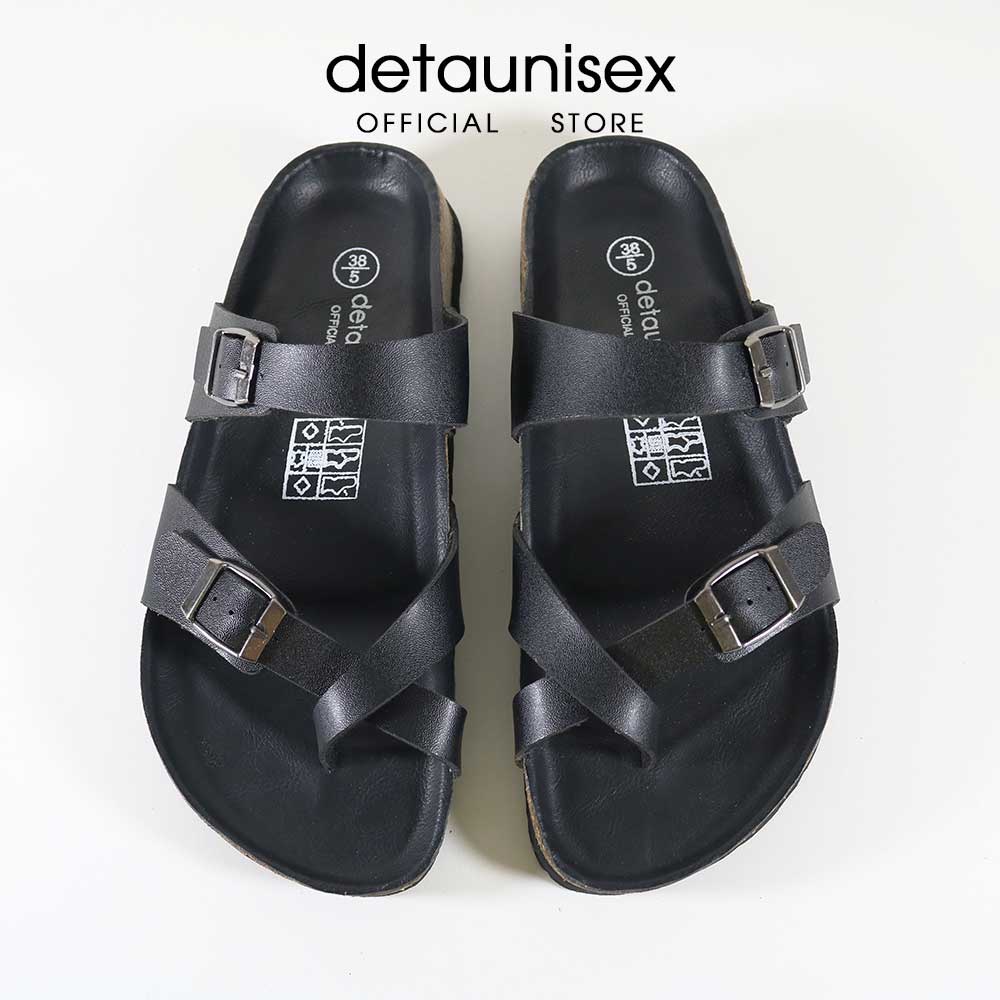 Dép Birken đế trấu xỏ ngón nam nữ đi mưa lót đen Detaunisex - DETA22