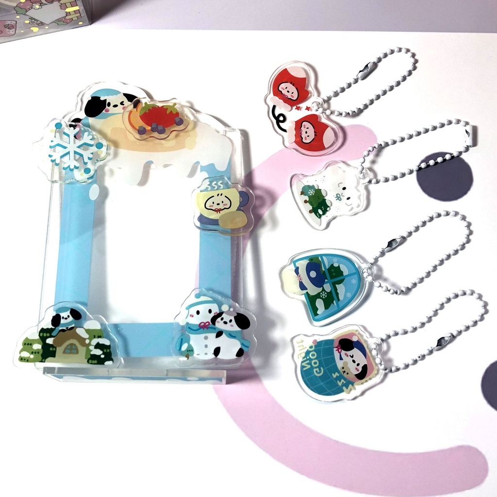 Giá Đỡ Trưng Bày Thẻ Ảnh Bằng Acrylic 3 Inch Hình Chú Cún Dễ Thương Trang Trí Bàn Làm Việc