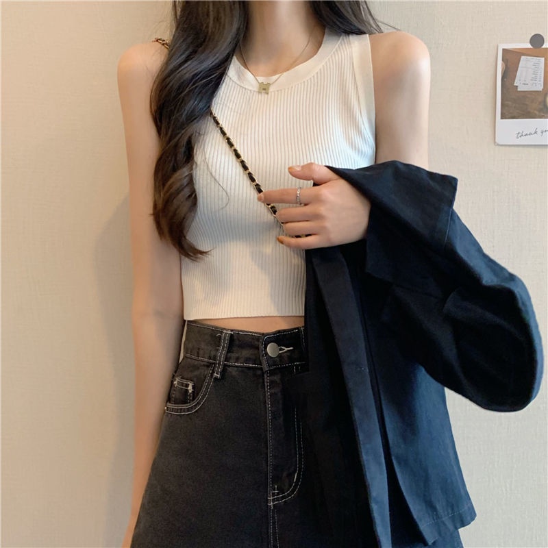 Áo Dệt Kim Hai Dây Màu Xanh Lá Thời Trang Cho Nữ