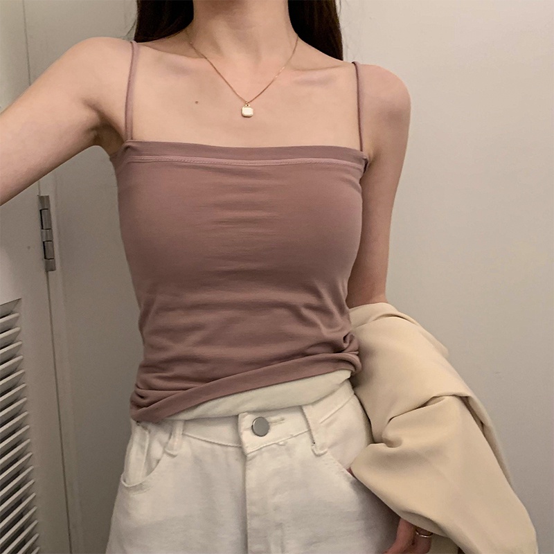 NZN Áo Hai Dây Phối Lông Dày Dặn Thời Trang Thu Đông Cho Nữ