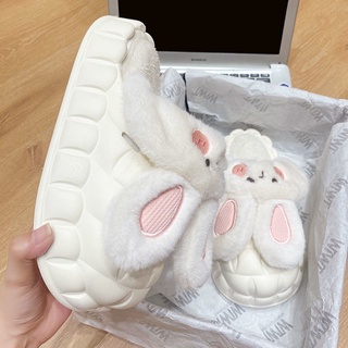 Dép bông TAI THỎ🌸FREESHIP🌸Dép đi trong nhà cho mùa đông, dép đế eva chống nước lót bông có thể tháo rời