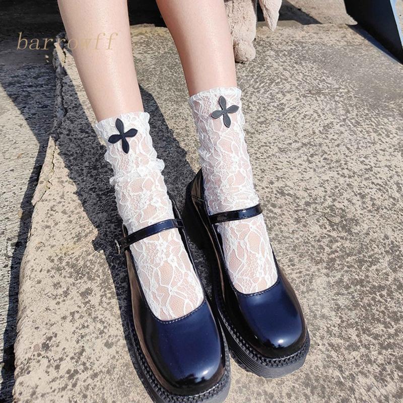 brroa Cute Lolita Short Socks Women Fashion Lace Floral Socks Girls Woman Short Sock