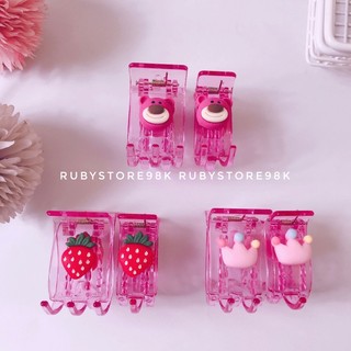 KẸP TÓC CÀNG CUA MÀU HỒNG 3 RĂNG , 5 RĂNG GẤU DÂU LOTSO DỄ THƯƠNG