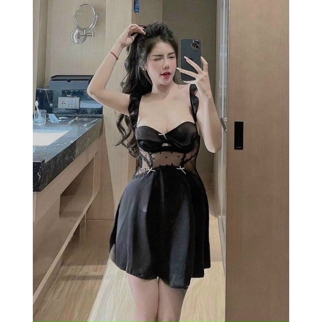 Váy ngủ lụa cao cấp cánh tiên mút ngực mỏng M216