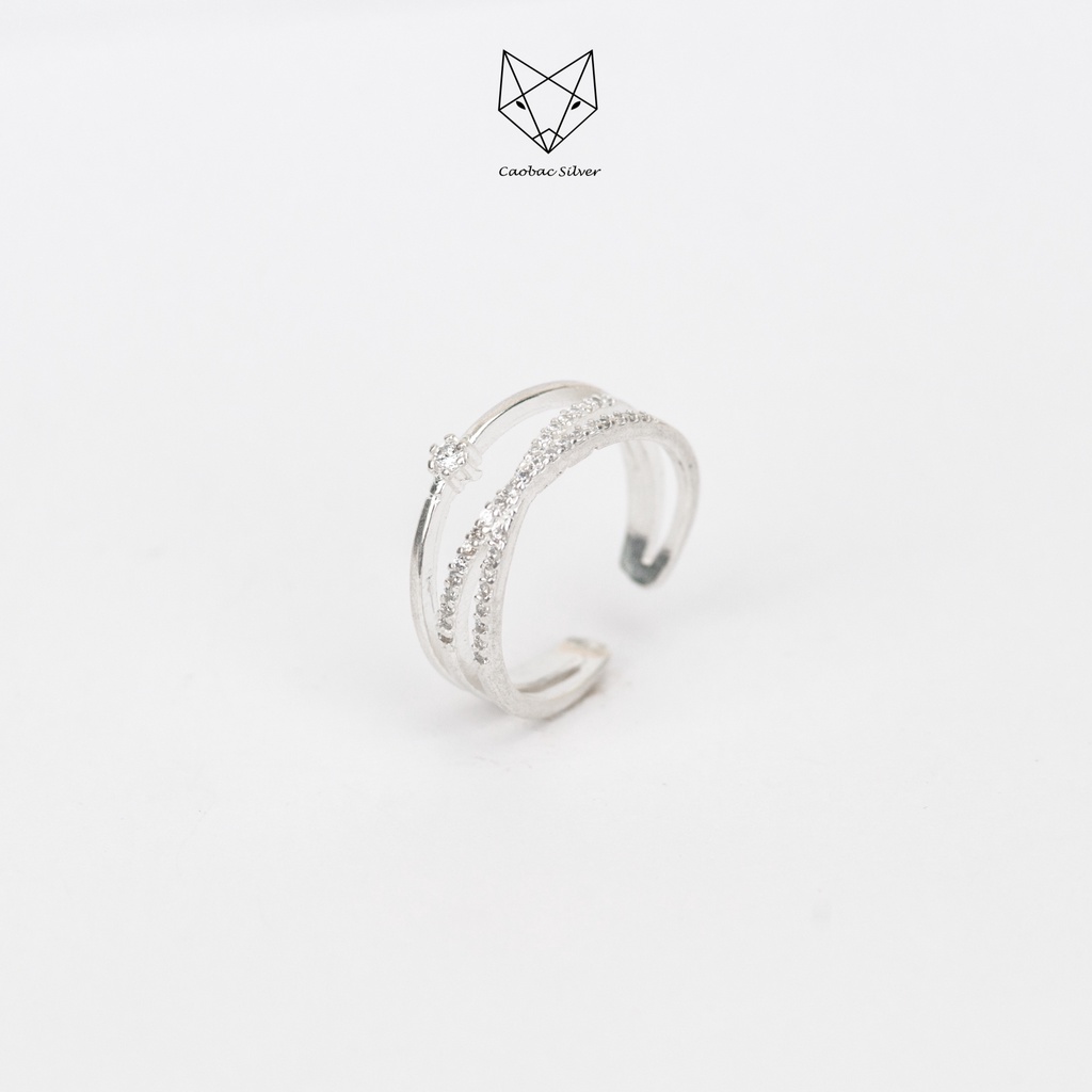 Nhẫn Bạc Ta CaoBac Silver Thiết Kế Ba Sợi Sợi Trơn 2 Sợi Đá Đan Nhau Nhẹ Nhàng Lấp Lánh Độc Lạ Dành Tặng Cho Bạn Gái